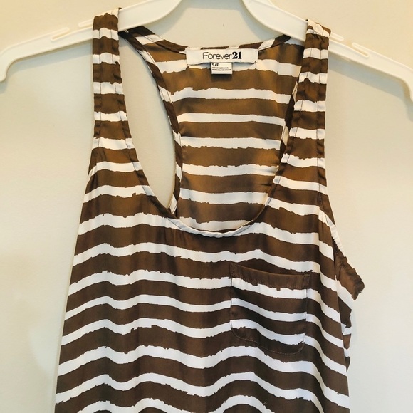 2/$15 Forever 21 - Gray & White Striped Sleeveless Tank Top Casual | Size S - Picture 3 of 6